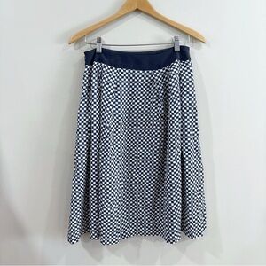 Annelore Women 8 Navy White Checkered Silk Blend Skirt Retro Chic Artsy Made NYC